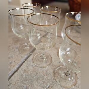Rare Vintage Set of Six Lausitzer Glas German Wine goblets